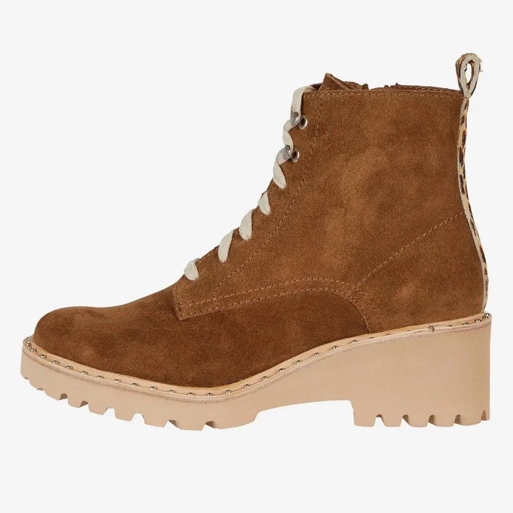 Dolce Vita‎ Womens Brown Hinto Lace Up Ankle Boots Suede 8.5 New in Box